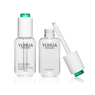 2oz bereitete gesichts-Serum-Flaschen PCR 60ML Plastikdrücken unteren Tropfenzähler auf