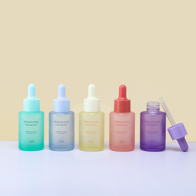 Bereifte Tropfflaschen bunte Glasdes serum-Flaschen-Kosmetik-verpackende Glasätherischen öls 30ml