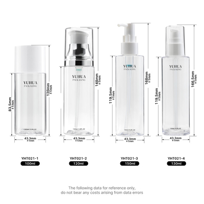 bereifte Plastiklotions-Flasche 100ml 130ml 150ml transparenter Zylinder-runde Flasche mit Pumpe