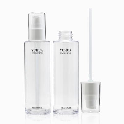 bereifte Plastiklotions-Flasche 100ml 130ml 150ml transparenter Zylinder-runde Flasche mit Pumpe