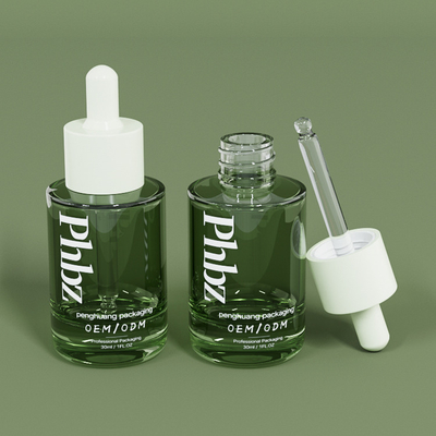 Luxusglastropfflasche-grüne Serum-Flasche Soems 30ML 1oz