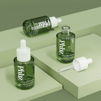 Luxusglastropfflasche-grüne Serum-Flasche Soems 30ML 1oz
