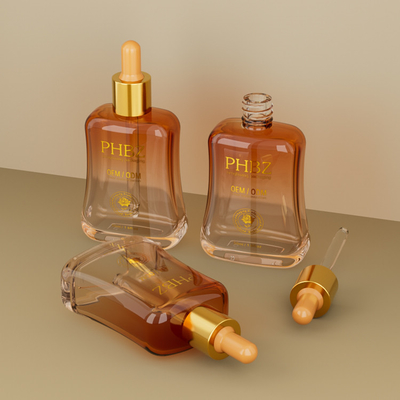 50 ml Essenzölserum Flasche in Hautpflegeverpackung mit Seidenbildschirmdruck