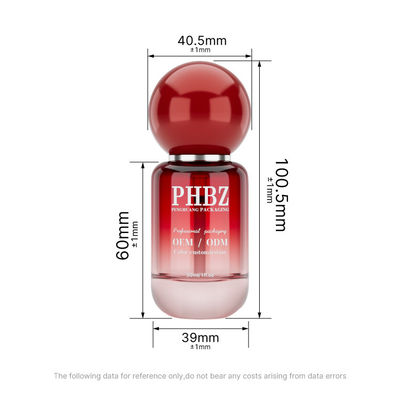 30ml / 1oz Leere rote Gradient Glas Kosmetikserumflasche mit rundem Kugelkappen, kundenspezifische Farbe OEM ODM Hautpflegeverpackung für Lotion ätherisches Öl