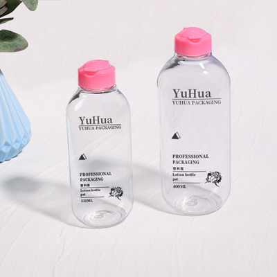 Kundenspezifische runde Plastik-Shampoo-Flasche 250 ml 400 ml recycelbare Flip-Top-Plastik-Lotion-Flasche