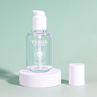 Custom Logo Klar leere Serum Lotion Pumpe Flasche Luxus petg Kunststoff Kosmetikflasche mit Pumpe