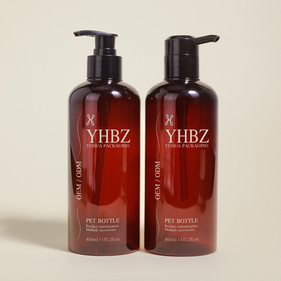400 ml PET-Plastik Plastik Shampoo und Conditioner Flaschen runde Bernstein Lotion Pumpe Flasche