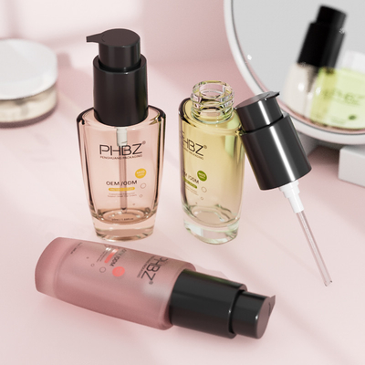 Flasche mit Serumlotion-Pumpe 50 ml Glasflüssigkeitsbasis Flaschen mit Pumpe