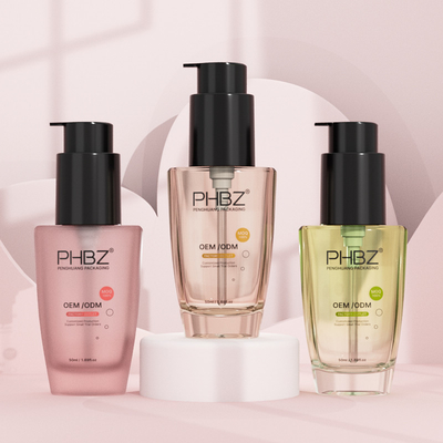 Flasche mit Serumlotion-Pumpe 50 ml Glasflüssigkeitsbasis Flaschen mit Pumpe
