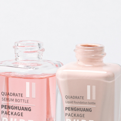 Quadratisch durchsichtige Glasflasche 15 ml Probengröße Kosmetische Lotionflasche