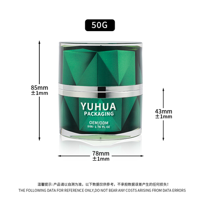 Großhandel Luxus Kunststoff Creme Tiegel 50g Leere grüne Doppelwand Kosmetik Tiegel für Hautpflege