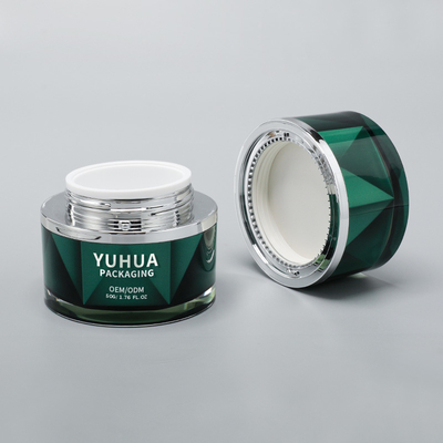 Großhandel Luxus Kunststoff Creme Tiegel 50g Leere grüne Doppelwand Kosmetik Tiegel für Hautpflege