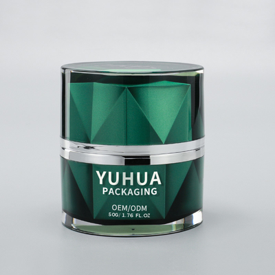 Großhandel Luxus Kunststoff Creme Tiegel 50g Leere grüne Doppelwand Kosmetik Tiegel für Hautpflege