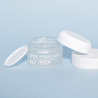 5-100g Glascreme-Tiegel aus mattiertem Glas, transparenter Schrägschulter-Augencreme-Tiegel mit Deckel