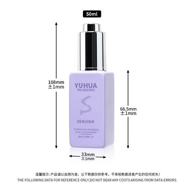 Quadratische Serum-Tropffflaschen mit Seidenschirm/Hotstempel/Kennzeichnung in klarem Grün, Blau oder Weiß