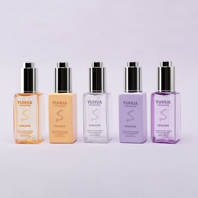 Quadratische Serum-Tropffflaschen mit Seidenschirm/Hotstempel/Kennzeichnung in klarem Grün, Blau oder Weiß