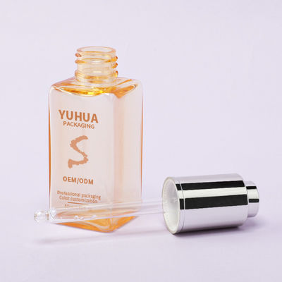 Quadratische Serum-Tropffflaschen mit Seidenschirm/Hotstempel/Kennzeichnung in klarem Grün, Blau oder Weiß