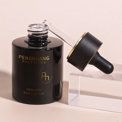 Runde Glas-Tropfflasche mit individuellem Logo nach Kundenwunsch