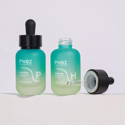 Nach Kundenanforderungen Serum Tropffflaschen 30ml Glas Rund Matte Tropffflasche Kappe Typ Langlebig und Verpackungsoption