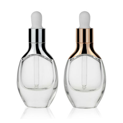 Luxury Empty 30ml Clear Dropper Bottles Logo Print Cosmetic Packaging