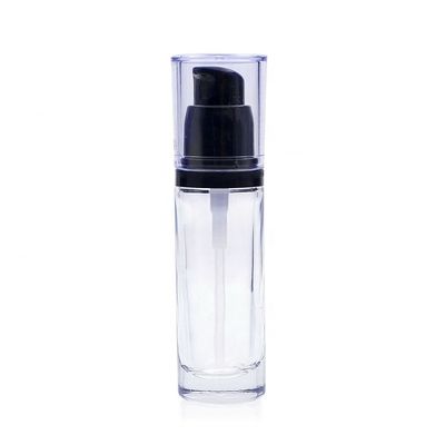 Luxuskosmetik der runden-30ml, die Flasche der Glas-flüssigen Grundierung mit Schönheits-Pumpe verpacken