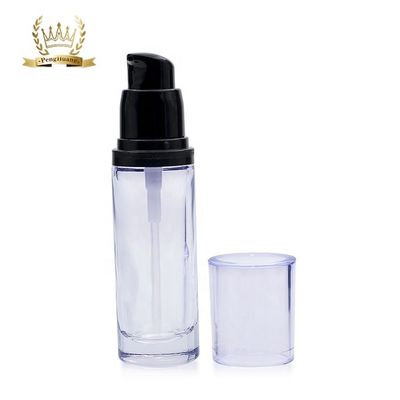 Luxury Round 30ml Cosmetics Packaging Glass Liquid Foundation Bottle With Beauty Pump