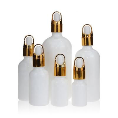 Weiße Öl-Tropfenzähler-Glas-Flasche der Runden-200ml mit Glastropfenzähler-Kappe