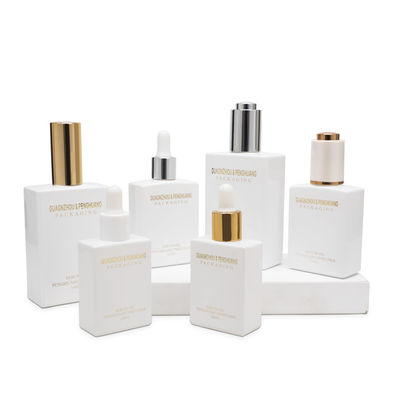 Weiße Glasmattflaschen des MSDS-Serum-Tropfflasche-quadratische Form-Lech-30ml 50ml 100ml