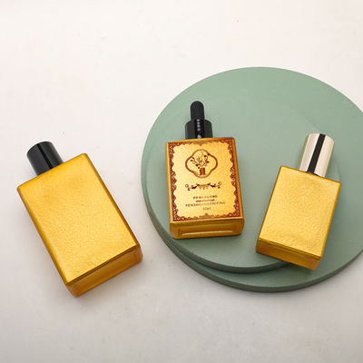 Kundengebundene Tropfflasche des kosmetisches Quadrat-Luxusserum-Glas-ätherischen Öls Gold des Öls 30ml 50ml 100ml leeres
