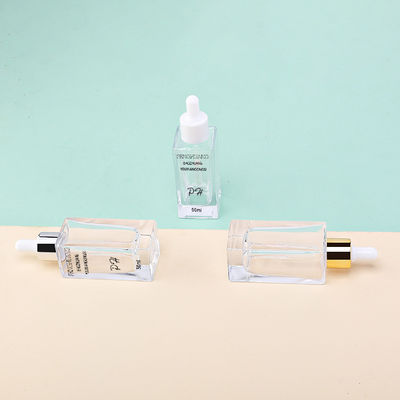 Kosmetisches Verpackenglastropfenzählergroßhandelsquadrat der Hautpflege-50ml Flaschenglas-Serum-Flasche
