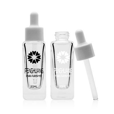 Glasflasche des Serums 50ml mit weißem Tropfenzähler