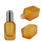 Custom Square Cosmetic Glass Bottle 50ml Flat Shoulder Push Button Dropper Bottle