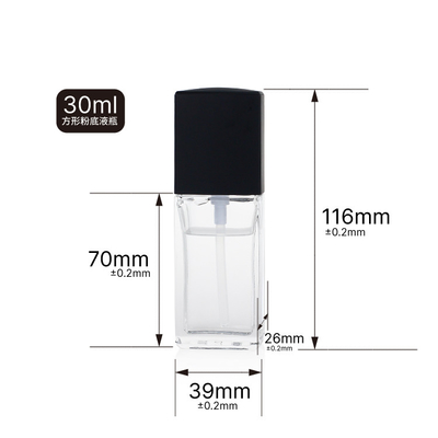 Glas-Flasche der Quadrat-geformte leere flüssigen Grundierung 30ml mit Goldspitzen-Pumpe