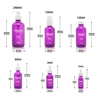 purpurrotes Boston Glas 60ml füllt Hautpflege-Serum-Tropfflasche des ätherischen Öls der Massage-2oz ab