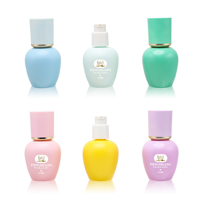 Verpackende kosmetische Grundlagenglasflasche der kundenspezifischen grundlagenflaschengroßhandelslotionspumpenhautpflege der Farbe 30ml Glas