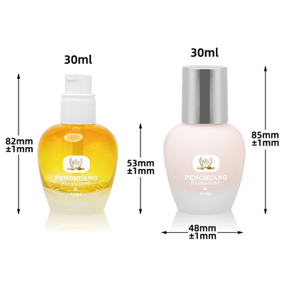 Verpackende kosmetische Grundlagenglasflasche der kundenspezifischen grundlagenflaschengroßhandelslotionspumpenhautpflege der Farbe 30ml Glas
