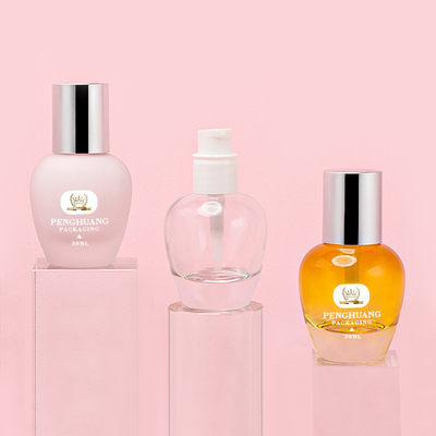 Verpackende kosmetische Grundlagenglasflasche der kundenspezifischen grundlagenflaschengroßhandelslotionspumpenhautpflege der Farbe 30ml Glas