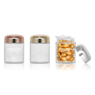 Runder Glas-Behälter der Kapsel-100g mit Rose Golden Cap Sliver Cap-Glasgefäß Packaing