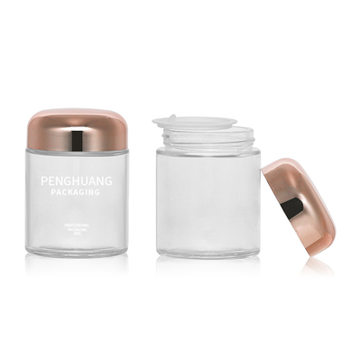 Runder Glas-Behälter der Kapsel-100g mit Rose Golden Cap Sliver Cap-Glasgefäß Packaing