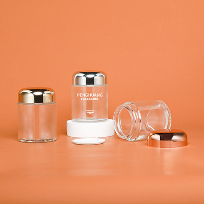 Runder Glas-Behälter der Kapsel-100g mit Rose Golden Cap Sliver Cap-Glasgefäß Packaing
