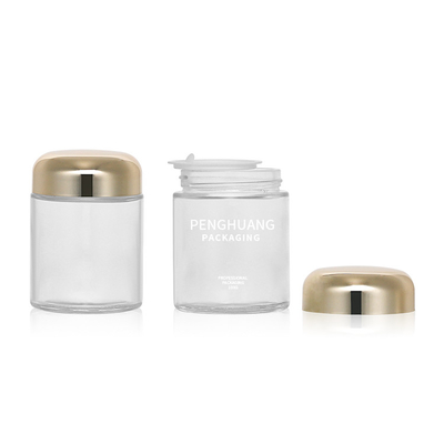 Runder Glas-Behälter der Kapsel-100g mit Rose Golden Cap Sliver Cap-Glasgefäß Packaing