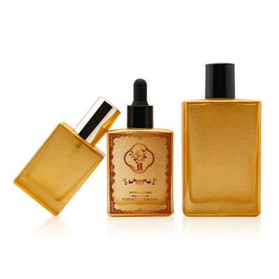 Parfümieren goldene Serum-GlasTropfflaschen Lucury das Öl, das Logo Custom 50ml 100ml 120ml verpackt