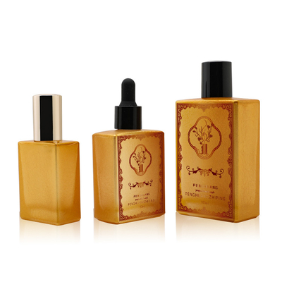 Parfümieren goldene Serum-GlasTropfflaschen Lucury das Öl, das Logo Custom 50ml 100ml 120ml verpackt