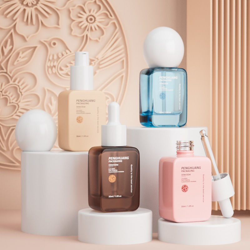 Luxusgroßhandelsflaschen 30 ml runde Kugelkappe Dicke Unterseite leere Flüssigflaschen