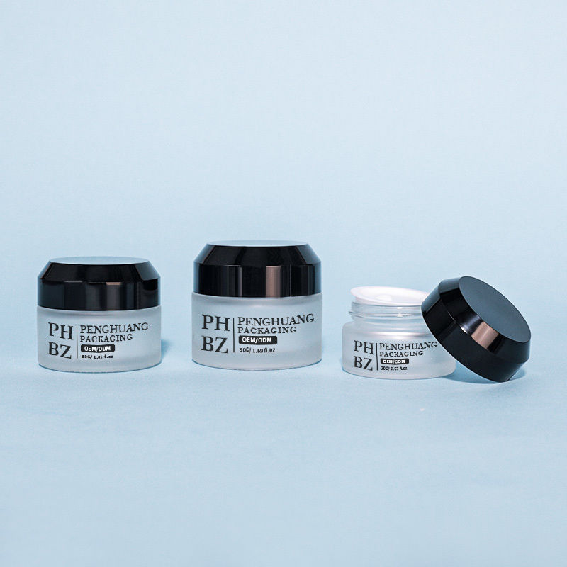 5-100g Glascreme-Tiegel aus mattiertem Glas, transparenter Schrägschulter-Augencreme-Tiegel mit Deckel