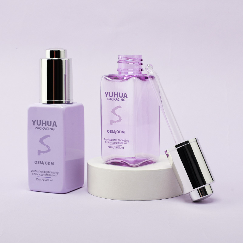 Individuelle Logo-Kunststoff-Quadrat-Tropfflasche, Essenzöl-Serumflasche für individuelles Logo-Hautpflege