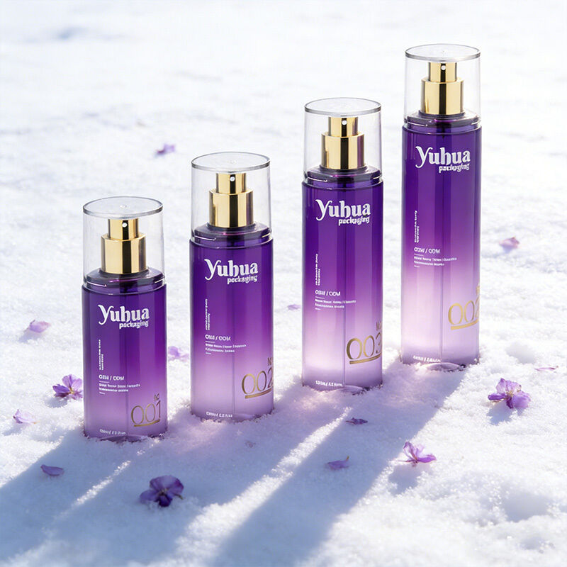 Kosmetikverpackungsset Kunststoffflaschen mit individuellem Logo Siebdruck und Heißprägedruck für Toner, Lotion und Serumaufbewahrung