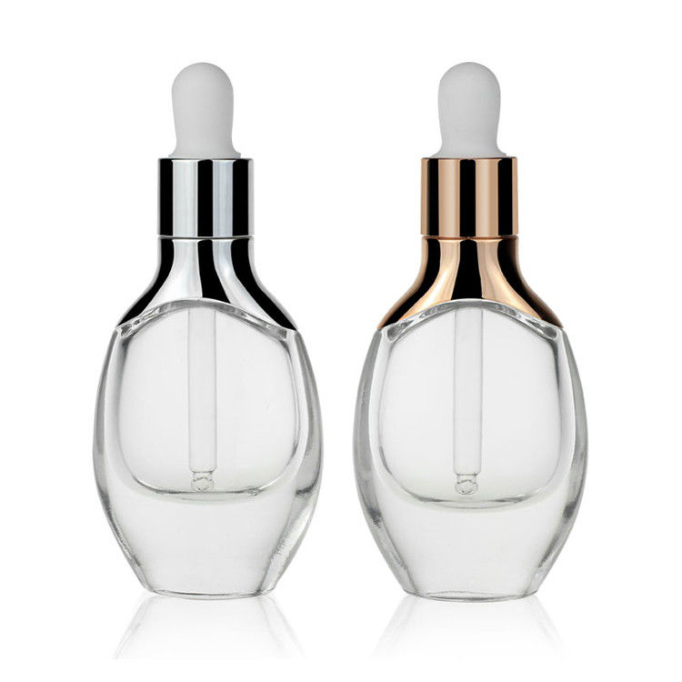 Luxury Empty 30ml Clear Dropper Bottles Logo Print Cosmetic Packaging