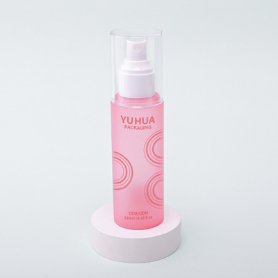 Individuelle Toner-Kosmetik-Sprühflasche, transparente Zylinder-PET-Sprühflasche für feuchtigkeitsspendenden Toner