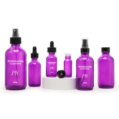 purpurrotes Boston Glas 60ml füllt Hautpflege-Serum-Tropfflasche des ätherischen Öls der Massage-2oz ab